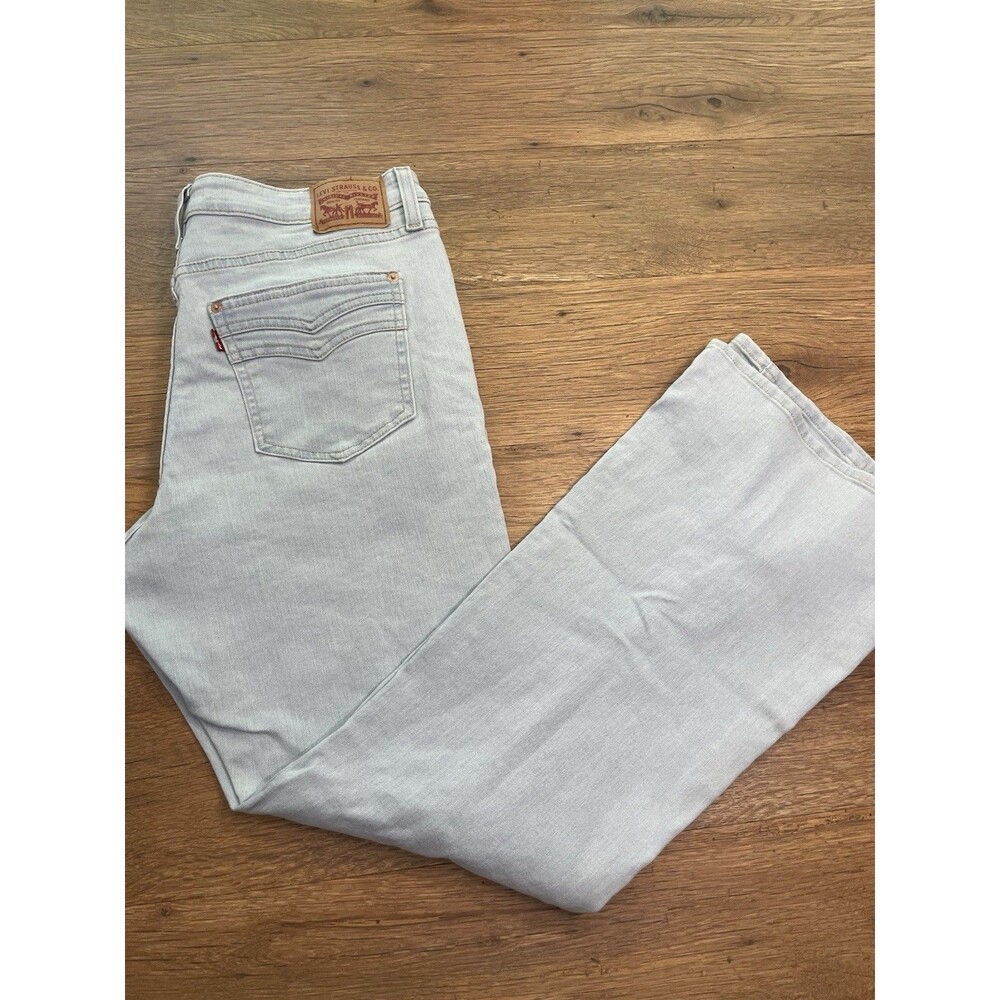 Levi's 726 High Rise Flare Jeans Women 33 Light Wash Split Hem Seamed Denim
